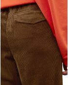Pantalon en Velours côtelé à revers marron