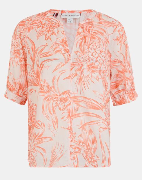 Blouse Henley imprimée orange