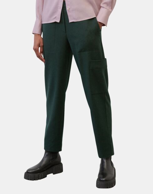 Pantalon cargo en Laine mélangée vert foncé