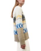 Cardigan en Alpaga, Laine & Cachemire mélangés jacquard graphique multicolore
