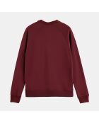 Sweat 100% Coton Bio col rond Logo Poitrine bordeaux