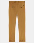 Pantalon Chino en Popeline Blake Pinces camel