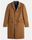 Manteau droit en Laine mélangée 4 boutons camel