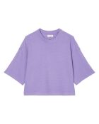 T-Shirt gaufré manches 3/4 Boxy violet clair