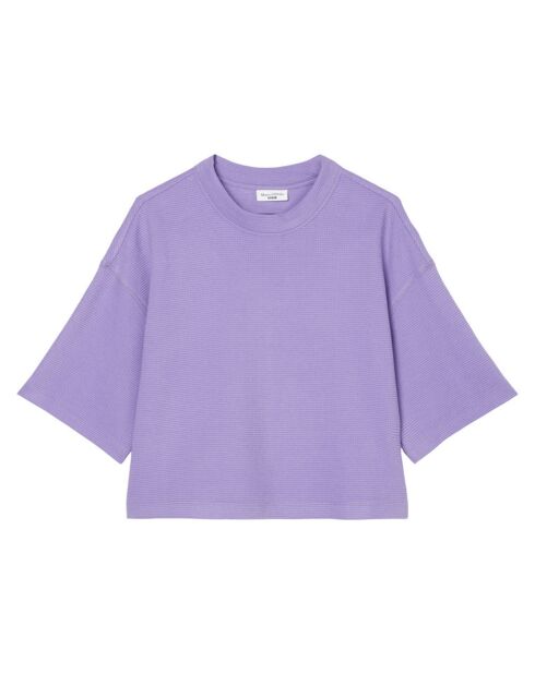 T-Shirt gaufré manches 3/4 Boxy violet clair