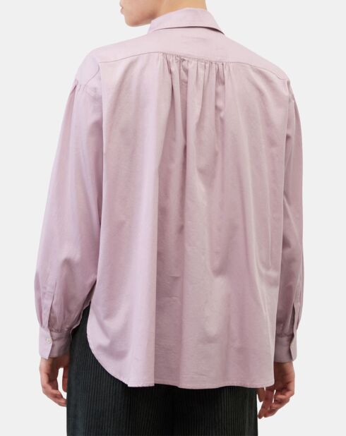 Blouse en Popeline col polo violet clair