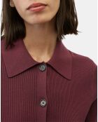 Cardigan col polo rouge foncé