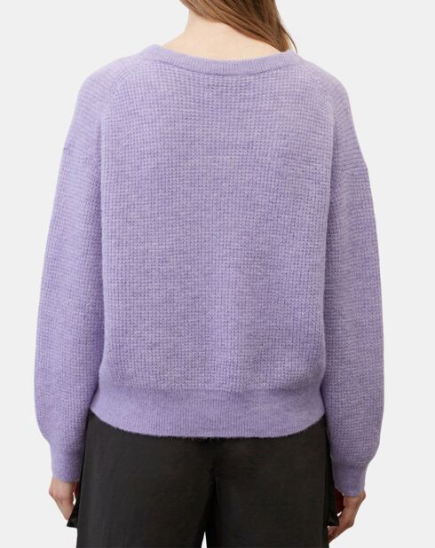 Pull en Alpaga & Laine mélangés gaufré violet clair