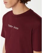 Burgunderfarbenes klassisches T-Shirt mit linearem Logo
