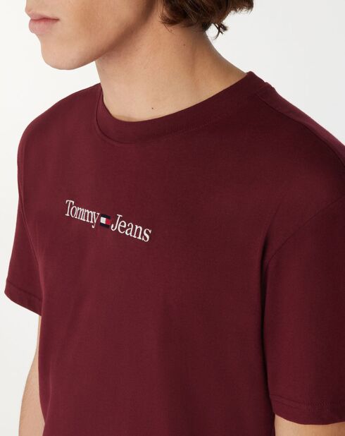 Burgunderfarbenes klassisches T-Shirt mit linearem Logo