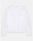 Chemise col V poche blanche