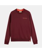 Sweat 100% Coton Bio col rond Logo Poitrine bordeaux