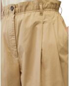 Pantalon paperbag pinces beige