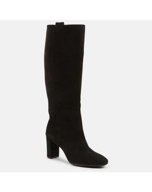 Bottes en Velours de Cuir Pheby noires - Talon 8 cm