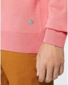 Pull 100% Laine col rond rose foncé