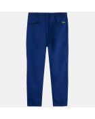 Pantalon en Lin & Coton Fave Cordon Elasticlin bleu roi