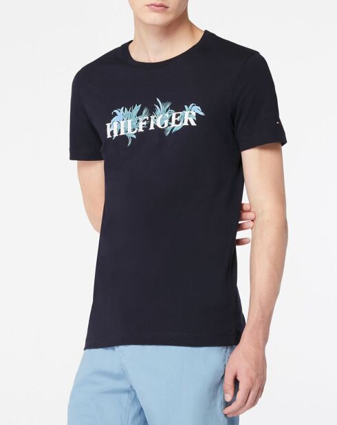 Marineblaues T-Shirt mit Palmenmuster