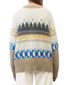 Cardigan en Alpaga, Laine & Cachemire mélangés jacquard graphique multicolore