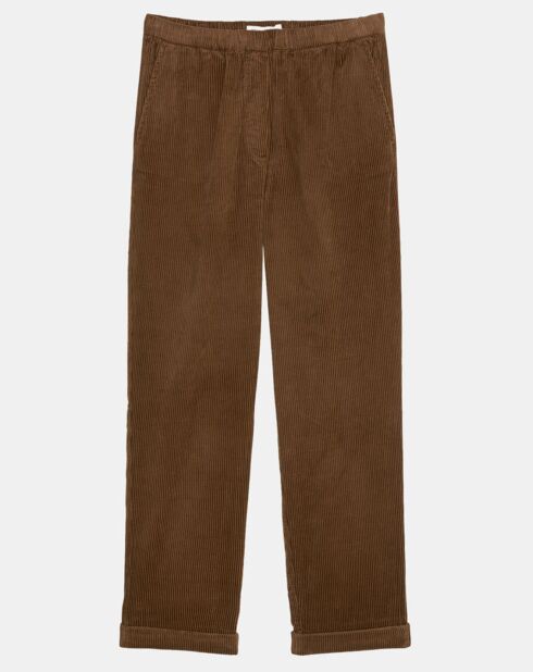 Pantalon en Velours côtelé à revers marron