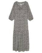 Robe maxi imprimée fleurs blanc/noir