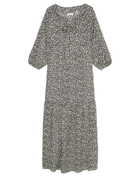 Robe maxi imprimée fleurs blanc/noir