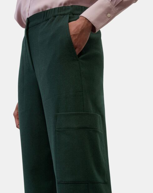 Pantalon cargo en Laine mélangée vert foncé