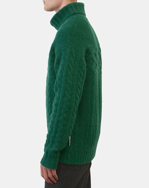 Pull en Laine & Alpaga mélangés torsadé vert