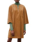 Robe en Velours côtelé zip poche marron