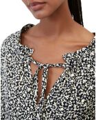 Robe maxi imprimée fleurs blanc/noir