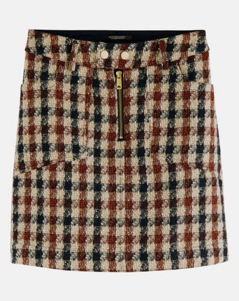 Jupe Mini Tweed à Carreaux multicolore