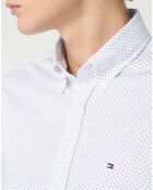 Slim-shirt van jersey met wit/blauwe print