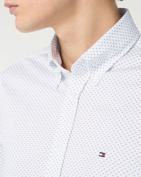 Slim-shirt van jersey met wit/blauwe print