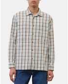Chemise 100% Coton Bio Relaxed Fit à carreaux bleu/marron
