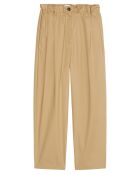 Pantalon paperbag pinces beige