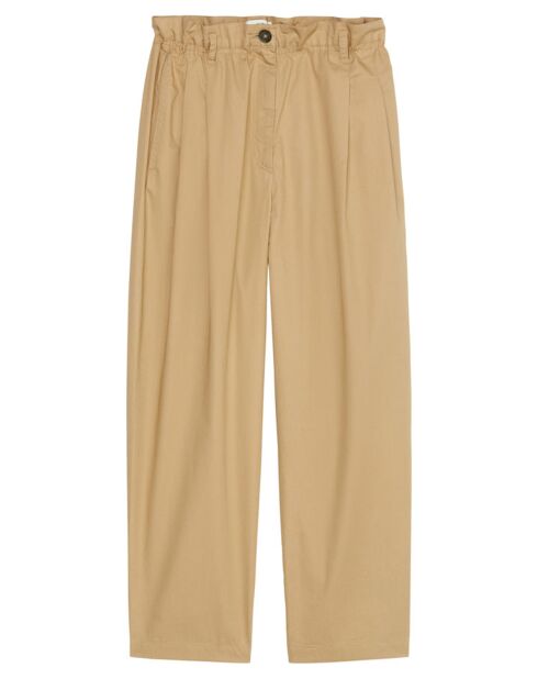 Pantalon paperbag pinces beige
