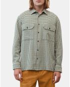 Surchemise 100% Coton Bio Relaxed Fit à carreaux vert/marron
