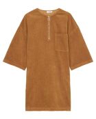 Robe en Velours côtelé zip poche marron