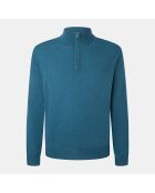 Pull en Laine & Cachemire mélangés 1/2 zip bleu clair