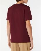 Burgunderfarbenes klassisches T-Shirt mit linearem Logo