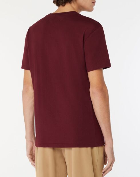 Burgunderfarbenes klassisches T-Shirt mit linearem Logo