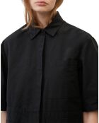 Chemise manches larges poches noire