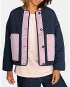 Veste réversible sherpa marine/rose