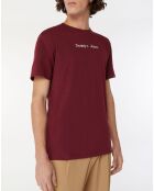 Burgunderfarbenes klassisches T-Shirt mit linearem Logo