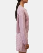 Cardigan en Laine mélangée à torsades rose