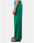 Pantalon large pinces taille élastique vert