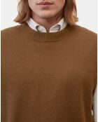 Pull sans manches en Laine & Coton marron