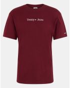 Burgunderfarbenes klassisches T-Shirt mit linearem Logo