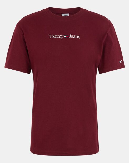 Burgunderfarbenes klassisches T-Shirt mit linearem Logo