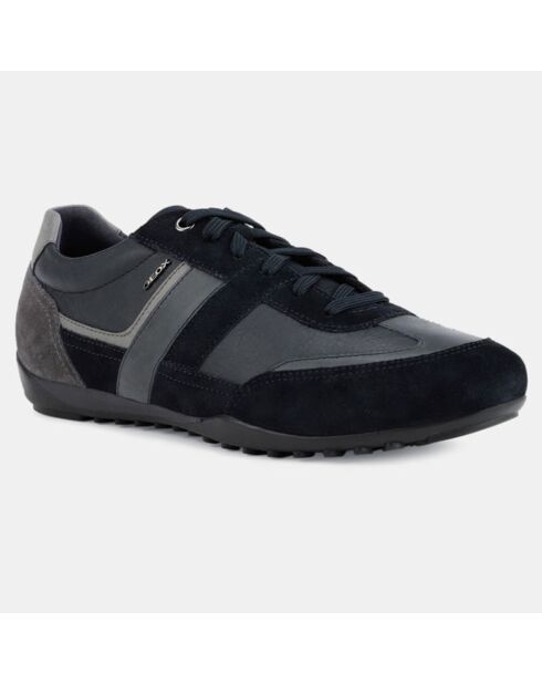 Baskets en Cuir Wells bleu/gris