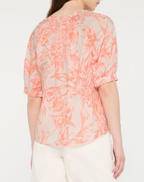 Blouse Henley imprimée orange
